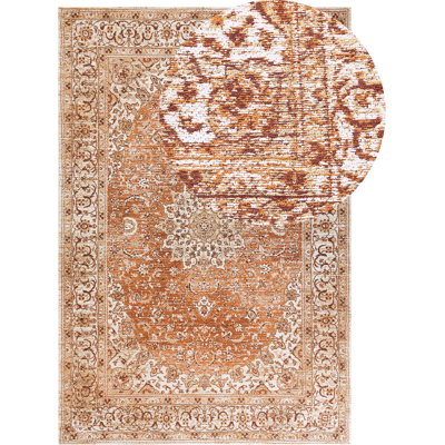 Beliani Oranssi Puuvilla Polyester Matto - Vintage Orientaalinen Kuosi - 200x300cm Beliani Oranssi Puuvilla Polyester Matto - Vintage Orientaalinen Kuosi - 200x300cm