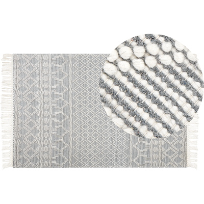 Käsin kudottu villamatto, geometrinen kuvio - 160x230 cm - Beige ja Harmaa - Moderni boho-tyyli Käsin kudottu villamatto, geometrinen kuvio - 160x230 cm - Beige ja Harmaa - Moderni boho-tyyli