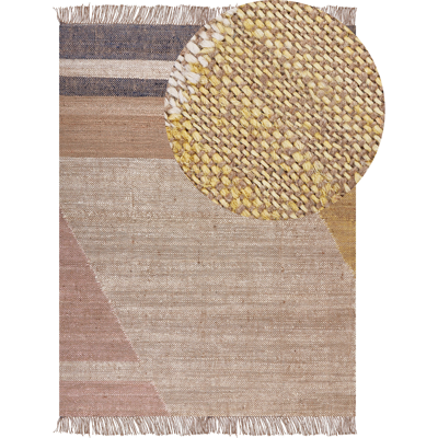 Beliani jute alue matto 160x230cm ruskea geometrinen kuvio - Matto Beliani jute alue matto 160x230cm ruskea geometrinen kuvio - Matto