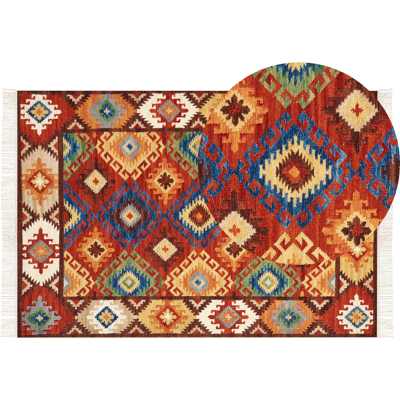 Beliani Matto ZOVUNI Monivärinen 160 x 230 cm villa Kelim-matto Beliani Matto ZOVUNI Monivärinen 160 x 230 cm villa Kelim-matto