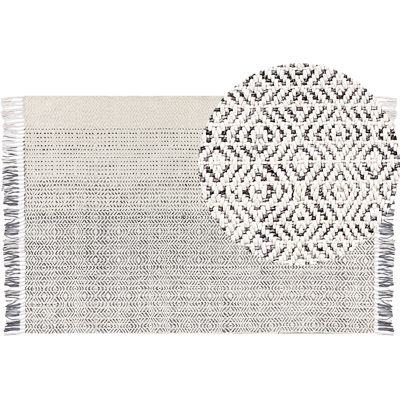 Beliani villamatto OMERLI - 160x230cm Valkoinen Harmaa - Villamatto Beliani villamatto OMERLI - 160x230cm Valkoinen Harmaa - Villamatto