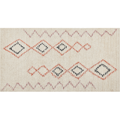 Beliani Puuvillamatto Beige 80 x 150 cm - Geometrinen Kuviо - Olohuone Beliani Puuvillamatto Beige 80 x 150 cm - Geometrinen Kuviо - Olohuone