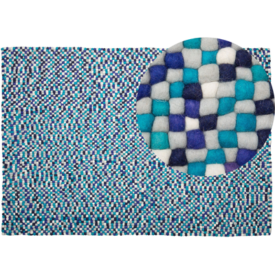 Beliani Sininen villapellavainen alueellinen matto - Matto Beliani Sininen villapellavainen alueellinen matto - Matto
