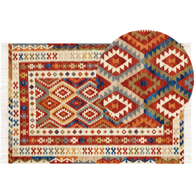 Beliani Matto OSHAKAN Monivärinen 160 x 230 cm villa Kelim-matto Beliani Matto OSHAKAN Monivärinen 160 x 230 cm villa Kelim-matto