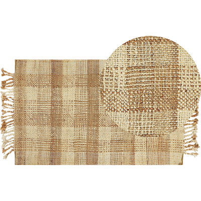 Beliani Beigenvärinen Jute Matto - Geometrinen Kuviо Beliani Beigenvärinen Jute Matto - Geometrinen Kuviо
