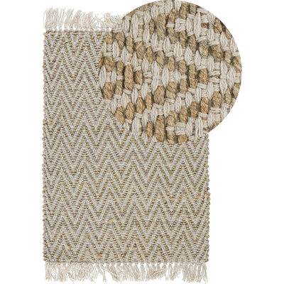 Beige jute ja puuvilla käytävämatto - boho tyyli Beige jute ja puuvilla käytävämatto - boho tyyli