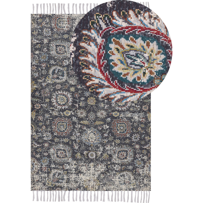Beliani Monivärinen polyesteri puuvillamatto - 150x230 cm - Vintage kukkakuvio Beliani Monivärinen polyesteri puuvillamatto - 150x230 cm - Vintage kukkakuvio