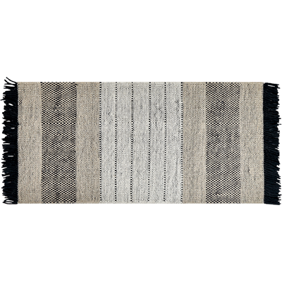Beliani Matto Beige ja Musta Villa Puuvilla 80 x 150 cm Käsityönä Kudottu Tasomainen Räsymatto - Matto Beliani Matto Beige ja Musta Villa Puuvilla 80 x 150 cm Käsityönä Kudottu Tasomainen Räsymatto - Matto