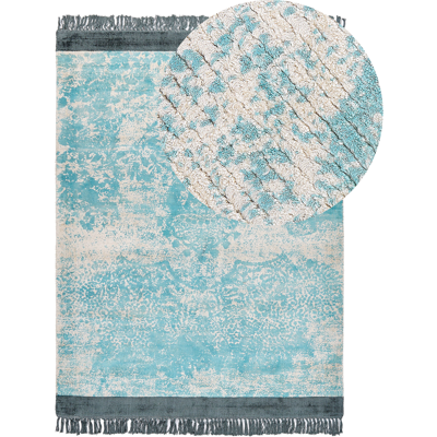 Beliani Viscose Area Rug 140 x 200 cm Sininen ja Beige - Matto Beliani Viscose Area Rug 140 x 200 cm Sininen ja Beige - Matto