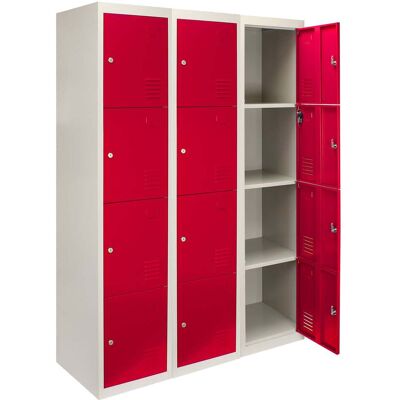 Monstershop 3 x metalliset säilytyskaapit - neljä ovea, punainen - litteä pakkaus Monstershop 3 x metalliset säilytyskaapit - neljä ovea, punainen - litteä pakkaus