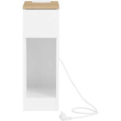 SoBuy Yöpöytä kapea laatikko ja USB-lataus luonnonvalkoinen puu FBT111-E-WN SoBuy Yöpöytä kapea laatikko ja USB-lataus luonnonvalkoinen puu FBT111-E-WN