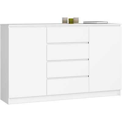 Akord Senkki 2 Ovet 4 Laatikkoa Valkoinen 160x40x99 Akord Senkki 2 Ovet 4 Laatikkoa Valkoinen 160x40x99