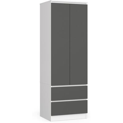 Akord Vaatekaappi Star Valkoinen/Harmaa Grafiitti 60x51x180 Akord Vaatekaappi Star Valkoinen/Harmaa Grafiitti 60x51x180