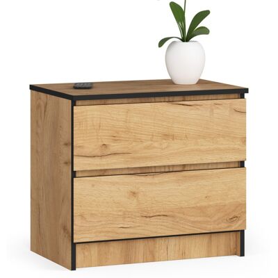 Akord Yöpöytä 2 Laatikoa Craft-tammi 60x40x55 Akord Yöpöytä 2 Laatikoa Craft-tammi 60x40x55