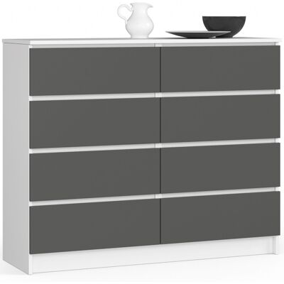 Akord Lipasto Laatikolla Valkoinen/Harmaa Grafiitti 120x40x99 Akord Lipasto Laatikolla Valkoinen/Harmaa Grafiitti 120x40x99