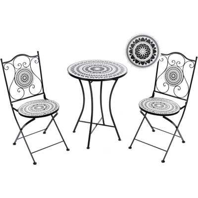 Beliani Bistrosetti taitettava COMISO metalli Musta/valkoinen Beliani Bistrosetti taitettava COMISO metalli Musta/valkoinen