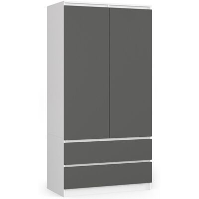 Akord Vaatekaappi Valkoinen/Harmaa Grafiitti 90x51x180 Akord Vaatekaappi Valkoinen/Harmaa Grafiitti 90x51x180
