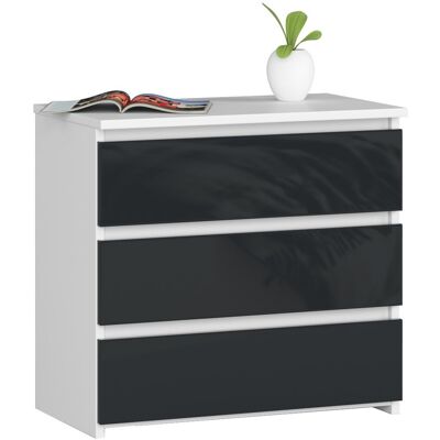 Akord Lipasto 3 laatikkoa Valkoinen/Grafiitti Kiiltävä 60x35x57 Akord Lipasto 3 laatikkoa Valkoinen/Grafiitti Kiiltävä 60x35x57