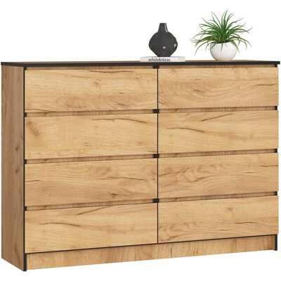 Akord Lipasto 8 laatikkoa Craft-tammi 138x40x99 Akord Lipasto 8 laatikkoa Craft-tammi 138x40x99