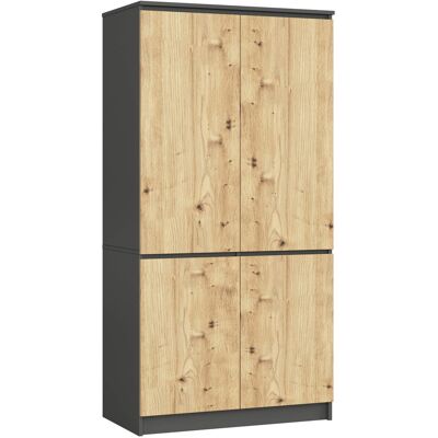 Akord Vaatekaappi 4-ovinen Grafiitti/Tammi Artisan 90x51x180 Akord Vaatekaappi 4-ovinen Grafiitti/Tammi Artisan 90x51x180