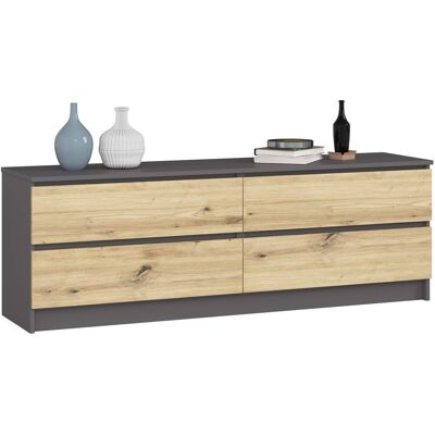 Akord Lipasto 4 Laatikoa Grafiitti/Artisan-tammi 160x40x55 Akord Lipasto 4 Laatikoa Grafiitti/Artisan-tammi 160x40x55