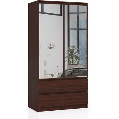 Akord Vaatekaappi 2-ovinen 2-laatikollinen 2-peilinen Wenge 90x51x180 Akord Vaatekaappi 2-ovinen 2-laatikollinen 2-peilinen Wenge 90x51x180