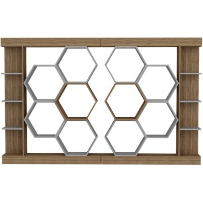Norda Design moderni geometrinen kirjahylly, valkoinen ja pähkinä, 140 x 29,6 x 177,4 cm 100 % melamiinipinnoitettu, 18 mm paksuinen tyylikäs s... Norda Design moderni geometrinen kirjahylly, valkoinen ja pähkinä, 140 x 29,6 x 177,4 cm 100 % melamiinipinnoitettu, 18 mm paksuinen tyylikäs s...