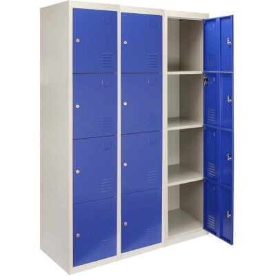 Monstershop 3 x metalliset säilytyskaapit - neljä ovea, sininen - litteä pakkaus Monstershop 3 x metalliset säilytyskaapit - neljä ovea, sininen - litteä pakkaus