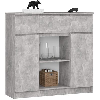 Akord Lipasto 2 Ovea 3 Laatikoa + 1 Pieni Ovi Betoni 101x35x98 Akord Lipasto 2 Ovea 3 Laatikoa + 1 Pieni Ovi Betoni 101x35x98