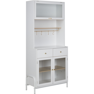 Beliani Lasivitriini PARLIN 78 cm Valkoinen Beliani Lasivitriini PARLIN 78 cm Valkoinen