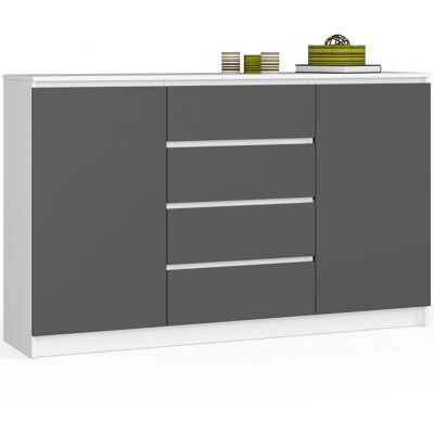 Akord Senkki 2 Ovet 4 Laatikkoa Valkoinen/Harmaa Grafiitti 160x40x99 Akord Senkki 2 Ovet 4 Laatikkoa Valkoinen/Harmaa Grafiitti 160x40x99