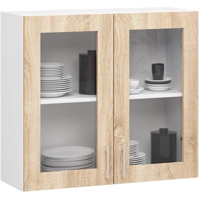 Akord Vitriinikaappi Lima Valkoinen/Sonoma-tammi 80x31x72 Akord Vitriinikaappi Lima Valkoinen/Sonoma-tammi 80x31x72