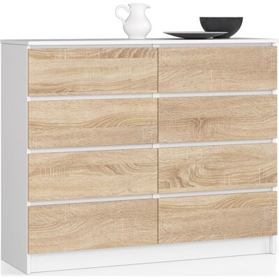 Akord Lipasto Laatikolla Valkoinen/Sonoma-tammi 120x40x99 Akord Lipasto Laatikolla Valkoinen/Sonoma-tammi 120x40x99