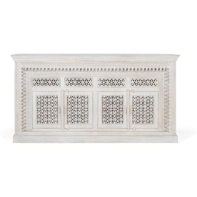 Giner y Colomer Valkoinen Mango Credenza - 4 Ovet, 4 Laatikot Giner y Colomer Valkoinen Mango Credenza - 4 Ovet, 4 Laatikot