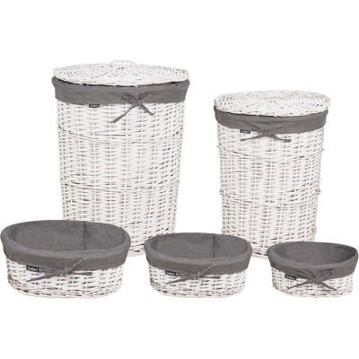 Beliani Korisetti 5 kpl VAKARI paju Harmaa 55/89 L Beliani Korisetti 5 kpl VAKARI paju Harmaa 55/89 L