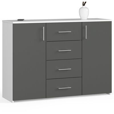 Akord K45 Harmaa Lipasto - Moderni 110cm, 2 ovet, 4 laatikkoa Akord K45 Harmaa Lipasto - Moderni 110cm, 2 ovet, 4 laatikkoa