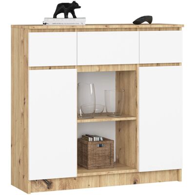 Akord Lipasto 2 Ovea 3 Laatikoa + 1 Pieni Ovi Artisan-tammi/Valkoinen 101x35x98 Akord Lipasto 2 Ovea 3 Laatikoa + 1 Pieni Ovi Artisan-tammi/Valkoinen 101x35x98