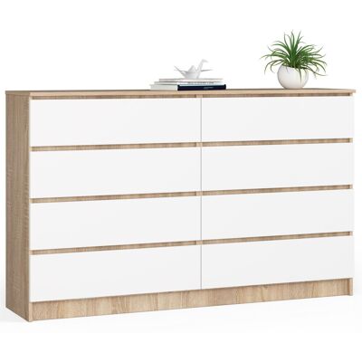 Akord Lipasto 8 laatikkoa Sonoma-tammi/Valkoinen 160x40x99 Akord Lipasto 8 laatikkoa Sonoma-tammi/Valkoinen 160x40x99