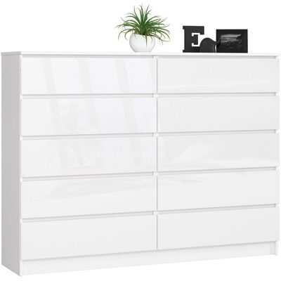 Akord Lipasto 10 laatikkoa Valkoinen/Valkoinen Kiiltävä 160x40x121 Akord Lipasto 10 laatikkoa Valkoinen/Valkoinen Kiiltävä 160x40x121