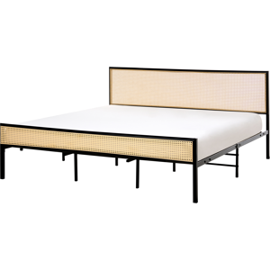 Beliani Sänky polyrottinki AVANTON 180 x 200 cm Musta Beliani Sänky polyrottinki AVANTON 180 x 200 cm Musta