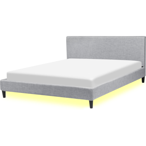 Beliani EU King Size Kangasvuode LEDillä - Harmaa Beliani EU King Size Kangasvuode LEDillä - Harmaa