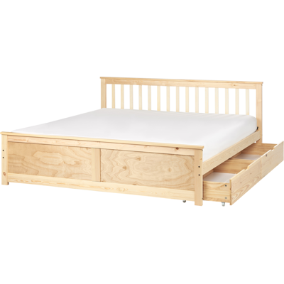 Beliani - Minimalistinen Puu Sänky, jossa Säilytystilat - Sänky Beliani - Minimalistinen Puu Sänky, jossa Säilytystilat - Sänky