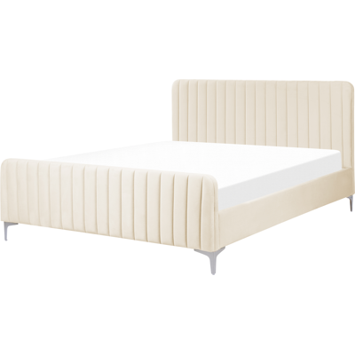 Beliani Sänky sametti LUNAN 160 x 200 cm Vaaleanbeige Beliani Sänky sametti LUNAN 160 x 200 cm Vaaleanbeige