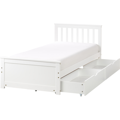 Beliani - Minimalistinen yksittäinen sänky männystä ja MDF:stä - 90x200cm - Valkoinen Beliani - Minimalistinen yksittäinen sänky männystä ja MDF:stä - 90x200cm - Valkoinen
