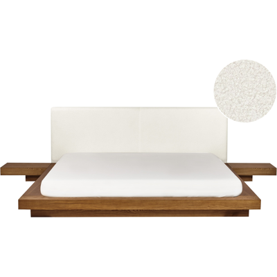 Beliani Moderni sänky vaaleasta puusta bouclé-headboard - Huonekalut Beliani Moderni sänky vaaleasta puusta bouclé-headboard - Huonekalut
