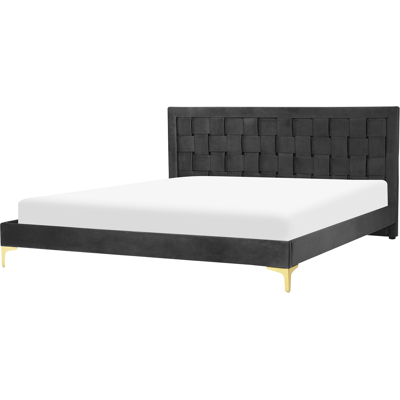 Beliani Vuode LIMOUX - Musta sametti - EU Super King - 180x200 cm Beliani Vuode LIMOUX - Musta sametti - EU Super King - 180x200 cm