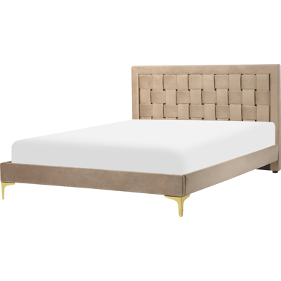 Beliani Sänky LIMOUX 140x200cm Sametti Taupe - Sänky Beliani Sänky LIMOUX 140x200cm Sametti Taupe - Sänky