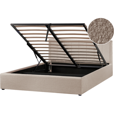 Beliani Montlaur sänky säilytystilalla - Bouclé Harmaa-Ruskea - Moderni Minimalismi Beliani Montlaur sänky säilytystilalla - Bouclé Harmaa-Ruskea - Moderni Minimalismi