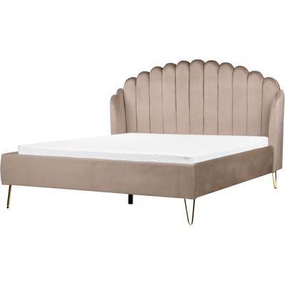 Beliani Sänky Taupe Sametti EU King - Sänky Beliani Sänky Taupe Sametti EU King - Sänky