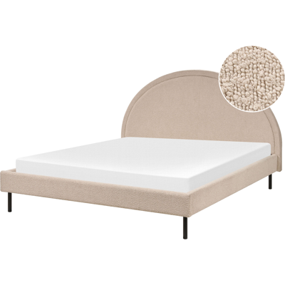 Beliani Sänky MARGUT - Beige Bouclé - EU King Size - Minimalistinen Muotoilu Beliani Sänky MARGUT - Beige Bouclé - EU King Size - Minimalistinen Muotoilu